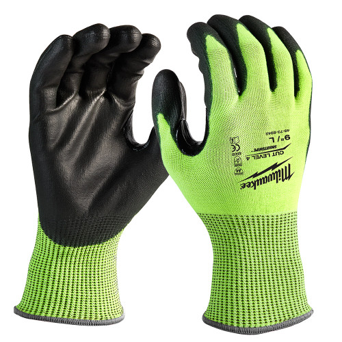 (6) CUT 4 HIGH VIS GLOVES - L