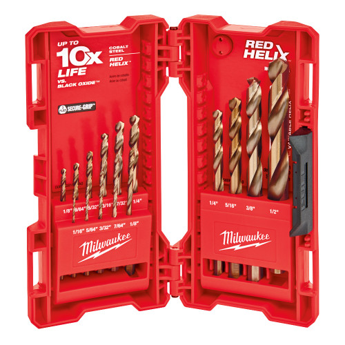 PG112 - 15-PC RED HELIX™ COBALT DRILL BIT SET, 1/16" – 3/8"