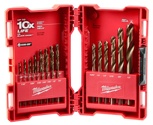 PG110  -  23-PC RED HELIX™ COBALT DRILL BIT SET, 1/16"-1/2"