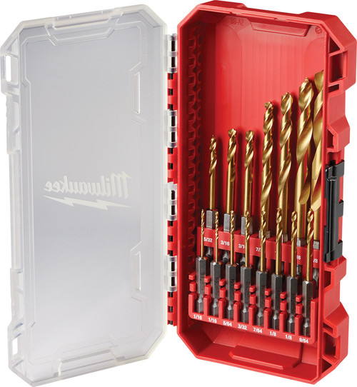 PG125 - 15-PC SHOCKWAVE IMPACT DUTY™ RED HELIX™ TITANIUM DRILL BIT SET, 1/16" – 3/8"