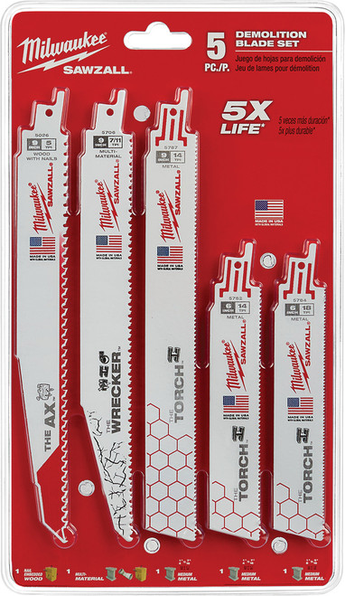 PG111 - 5-PC SAWZALL® DEMOLITION BLADE SET