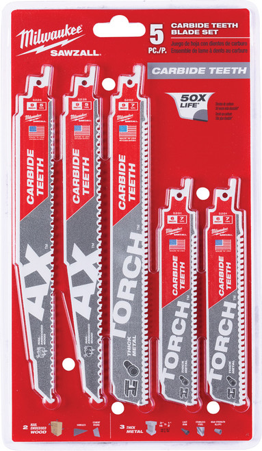PG113 - 5-PC SAWZALL® CARBIDE TEETH BLADE SET