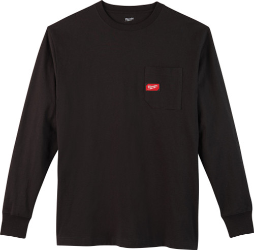 HEAVY DUTY POCKET T-SHIRT - LONG SLEEVE, BLACK - MEDIUM