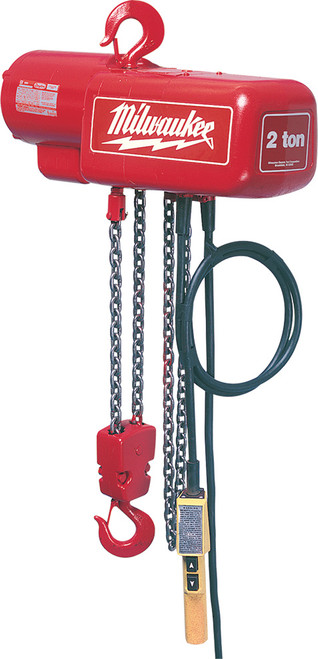 PG248 - 2 TON 10 FOOT ELECTRIC CHAIN HOIST, DOUBLE CHAINED, 115/230V, 1 HP, LIFTS 8 FT/MIN