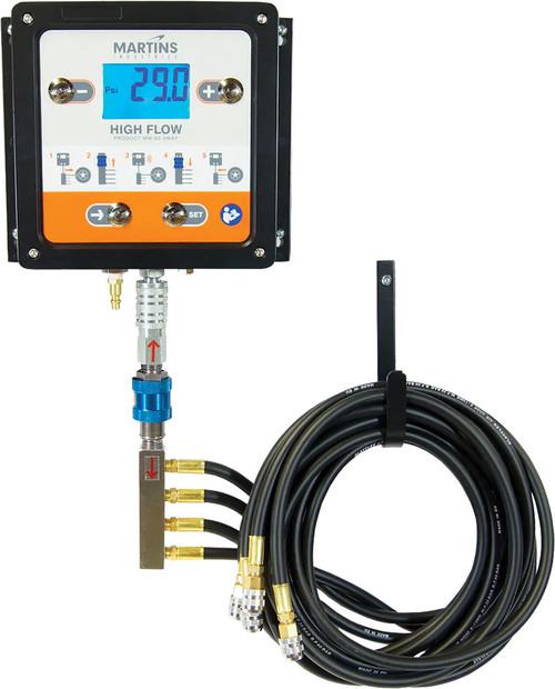 PG345 - FLATEMATIC 4 WAY AUTOMATIC DIGITAL TIRE INFLATOR, 4 OUTLETS, 8-FT. AIR HOSES, MAX. 145 PSI