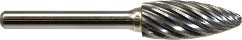 PG115 - NX SERIES SH - FLAME BUR FOR STAINLESS STEEL, 1/2" CUTTING DIAM., 3" OAL, 1/4" SHANK PG115 - NX SERIES SH - FLAME BUR FOR STAINLESS STEEL, 1/2" CUTTING DIAM., 3" OAL, 1/4" SHANK