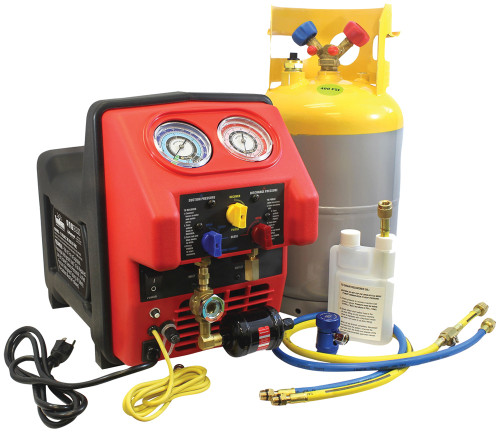 PG397 - SPARK-FREE TWIN TURBO REFRIGERANT RECOVERY SYSTEM, COMPATIBLE WITH COMBUSTIBLE GASES & R1234YF, 30 LB DOT TANK
