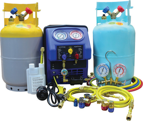 PG10 - R134A/R1234YF ENSEMBLE COMPLET DE RÉCUPÉRATION DE CLIMATISATION AVEC (2) RÉSERVOIRS DOT DE 30 LB, COMPATIBLE AVEC TOUS LES RÉFRIGÉRANTS DE CLIMATISATION, Y COMPRIS LES RÉFRIGÉRANTS INFLAMMABLES A2L et A3