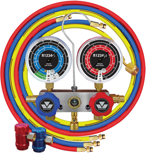 PG400 - R1234YF ENSEMBLE DE MANOMÈTRES DE COLLECTEUR EN ALUMINIUM AVEC TUYAUX DE 72" ET R1234YF COUPLEURS