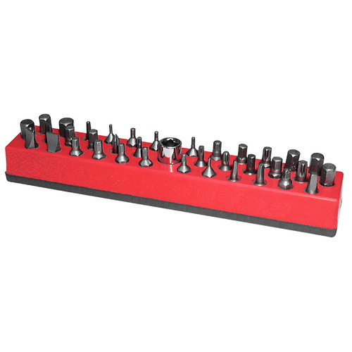 MTS587 1/4" 37-hole Magnetic Hex Bit Organizer /Rocket Red