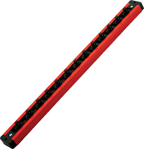 PG206  -  1/4" DR. 1-ROW LOCK-A-SOCKET RAIL, HOLDS 13 SOCKETS, RED