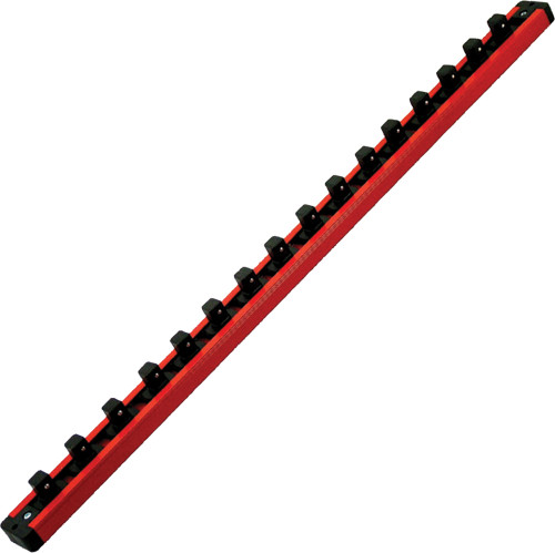 PG215 - 1/2" DR. 1-ROW LOCK-A-SOCKET RAIL, HOLDS 16 SOCKETS, RED