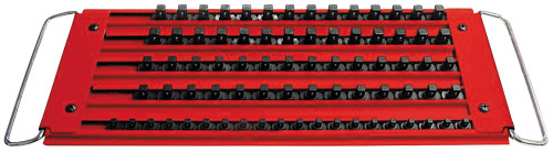 PG205 - 1/4 », 3/8 », 1/2 », 5 RANGÉES DE PLATEAU À SOCKET, 76 POTEAUX, ROUGE
