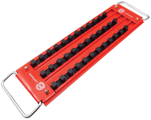 PG215 - 3/8" DR. 3-ROW LOCK-A-SOCKET TRAY, HOLDS 36 SOCKETS, RED