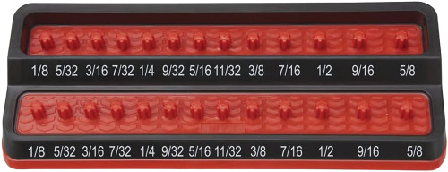 PG418  -  1/4" DRIVE SAE SHALLOW & DEEP PEG SOCKET HOLDER, 1/8" - 5/8", 26 PEGS (RED)
