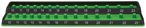 3/8" DRIVE SAE SHALLOW & DEEP PEG SOCKET HOLDER, 1/4" - 1", 26 PEGS (GREEN)