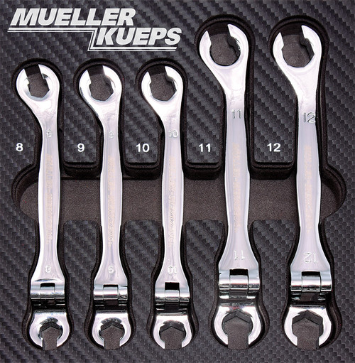 PG161 - 5-PC METRIC DOUBLE-ENDED LINE WRENCH KIT, FLEX & FIXED HEADS, 8, 9, 10, 11, 12MM INNER HEX