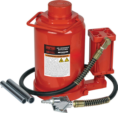 PG217 - 50-TON AIR/HYDRAULIC BOTTLE JACK, LOW/HIGH HEIGHT: 12"/19", 7" STROKE