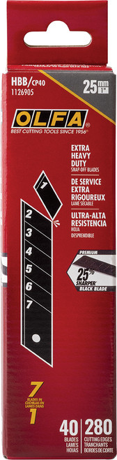 PG125 - 25MM HBB ULTRA-SHARP BLACK SNAP-OFF BLADE - PACK OF 40