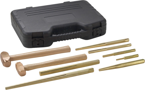 PG210 - 9 PC BRASS HAMMER AND PUNCH SET