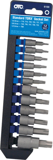 PG158 - 12-PC STANDARD TORX® SOCKET SET, T10-T60, 1/4", 3/8", 1/2" DRIVE
