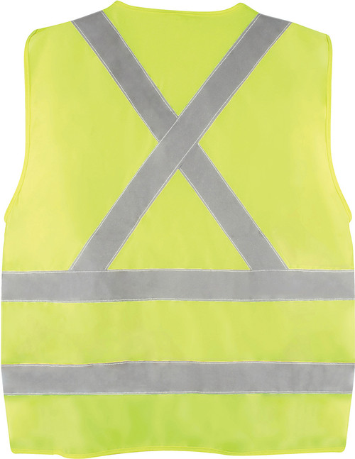 CSA APPR. "LYESTE. GILET DE CIRCULATION, HI-VIS JAUNE-VERT, 2" DE LARGE 360° HRZ. RAYURES, 2 VRT. RAYURES, X À L’ARRIÈRE – L