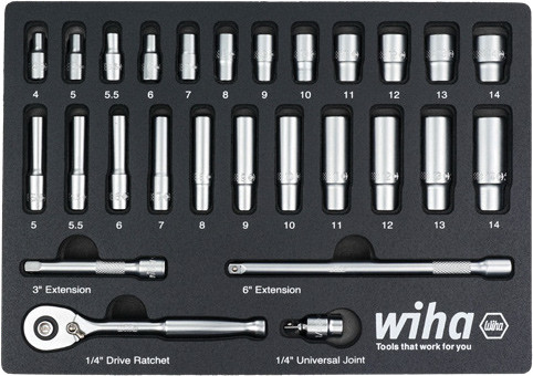 24 pièces 3/8 " Drive Professional Socket Tray Set - Métrique