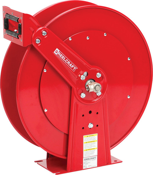PG109 - 3/4" X 50 FT. ULTIMATE DUTY, DUAL PEDESTAL, SPRING RETRACTABLE AIR/WATER HOSE REEL (HOSE NOT INCLUDED), 3/4" NPTF INLET/OUTLET, 500 PSI
