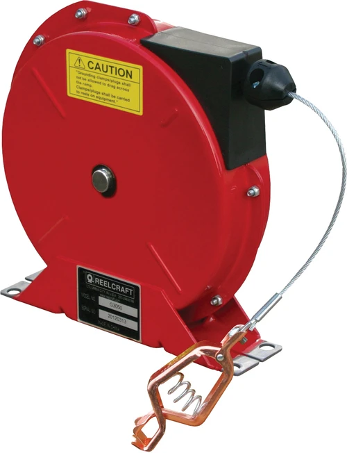 PG241 - 50 FT. STATIC DISCHARGE/GROUNDING REEL, 100A CLAMP RATING, SINGLE 7 X 7 STRANDED STEEL CABLE
