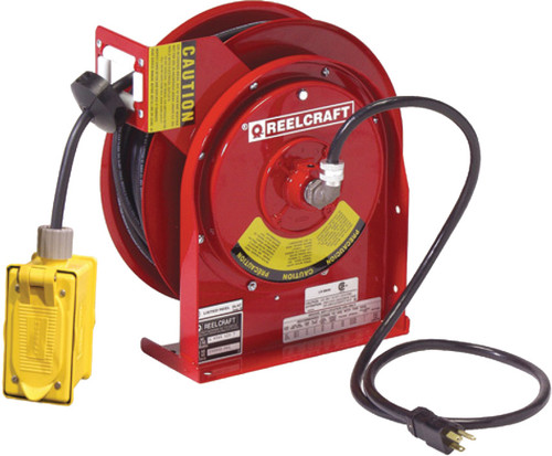 PG266 - 45 FT. POWER CORD REEL, DUPLEX OUTLET BOX WITH GFCI, 12/3 SJEOOW, 125V, 15A
