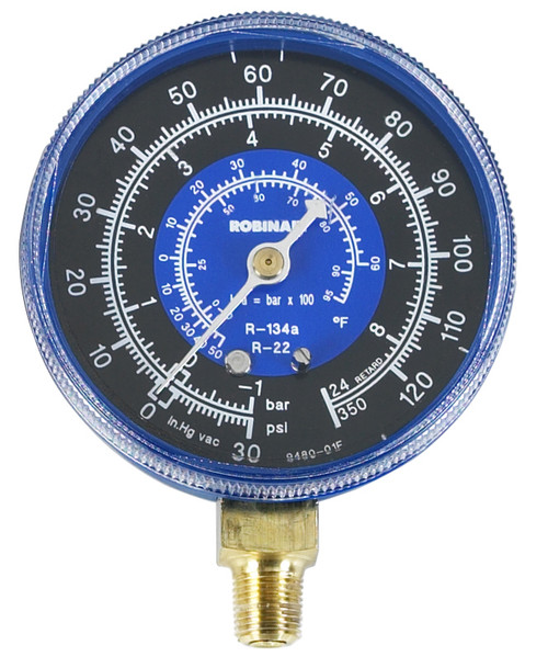 PG14 - R-22 & R-134A, LOW SIDE, UNIVERSAL COMPOUND REPLACEMENT GAUGE, PSI/KPA, F°