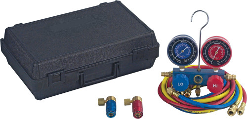 ENSEMBLE DE COLLECTEURS EN ALUMINIUM PG14 - R134A AVEC TUYAUX DE 72" ET ATTELAGES MANUELS