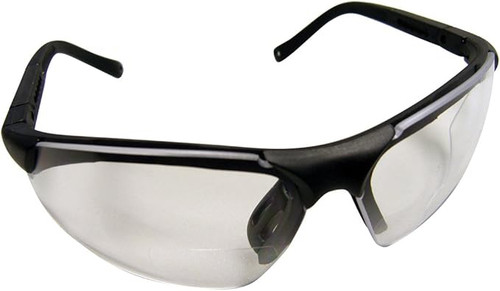 Sidewinder Readers Safety Glasses -Black Frame - Clear 1.5 X Reader Lens - Polybag