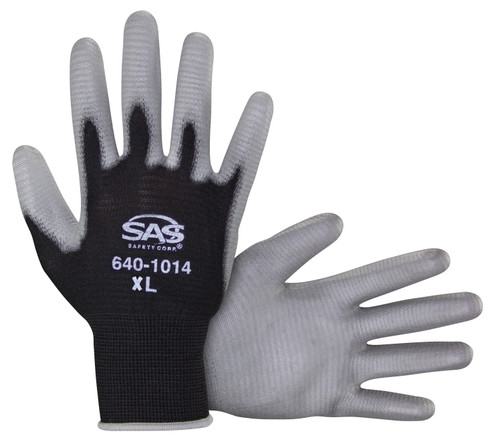PawZ®  Black Nylon Knit Shell Gloves - Polyurethane Palm Coating - 12 Pair Per Bag - Med - BULK  (Priced Per Pair)