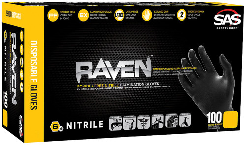 PG303 - GANTS EN NITRILE SANS POUDRE RAVEN®, 100 GANTS/BOÎTE - TAILLE MOYENNE