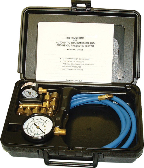 PG376 - AUTO. TRANS. & ENG. OIL PRESSURE TESTER W/2 GAGES IN CASE