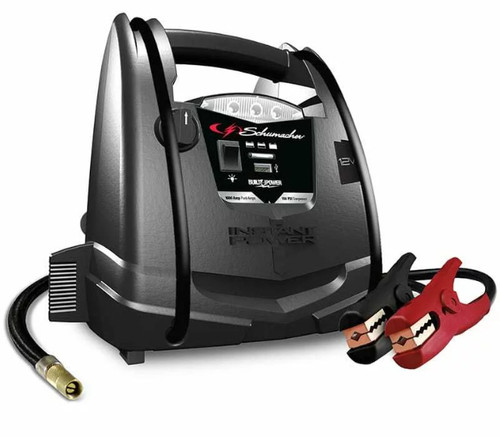 1000 Peak Amp Portable Power Jump Starter + 12V DC/USB Power + Compressor + Built-in Light