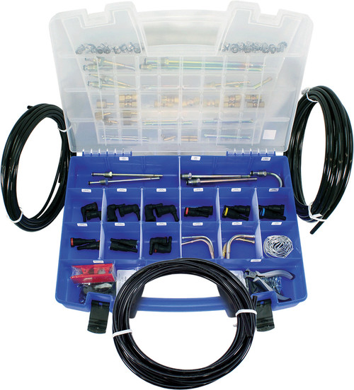 PG387 - 168-PC DELUXE FUEL LINE REPLACEMENT KIT, FOR 1/4", 5/16" &3/8" LINE SIZES, INCL. 75 FT. TUBING