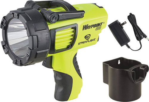 PG30 - WAYPOINT® 400 RECHARGEABLE LONG-RANGE PISTOL GRIP SPOTLIGHT (YELLOW), 1400 LUMENS, HOLDER/MOUNT, 120VAC CHARGER