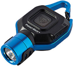 PG35 - Lampe de poche compacte USB mains libres Pocket MateMC avec anneau porte-clés et clip, 325 lumens, câble USB inclus – Bleu