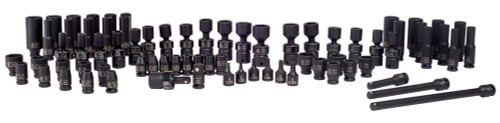 PG134 - 74-PC 1/4" DRIVE 6 PT.  SAE & METRIC, STANDARD & DEEP MASTER IMPACT SOCKET SET, 3/16"-9/16", 4-15MM, T10-T30