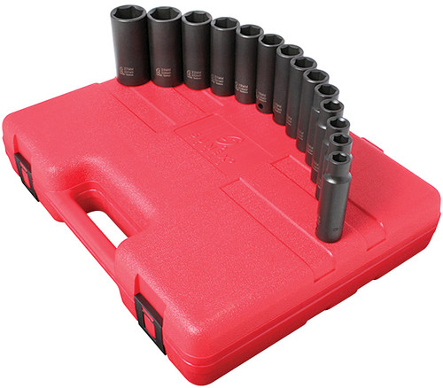 PG141 - ENSEMBLE DE DOUILLES PROFONDES MÉTRIQUES À IMPACT MÉTRIQUE DE 1/2 » 14-PIÈCES 1/2 »