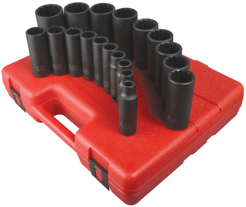 PG141 - 19-PIÈCE 1/2" DR 12 PT. ENCASTREMENT FRACTIONNÉ