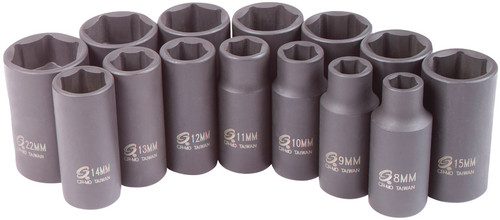 PG150 - 14-PC 3/8" DR. METRIC MID-DEPTH IMPACT SOCKET SET