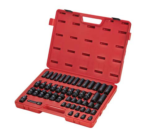 PG150 - 51 pièces PRISE 3/8" Jeu de douilles à impact standard métrique 6 pans, profondes et universelles, de 7 mm à 22 mm