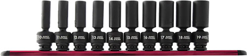 PG137 - 10-PC 3/8" DRIVE METRIC 6 POINT DEEP UNIVERSAL IMPACT SOCKET SET, 10MM-19MM