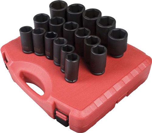 17 Pc 3/4" Dr. Deep Metric Impact Socket Set