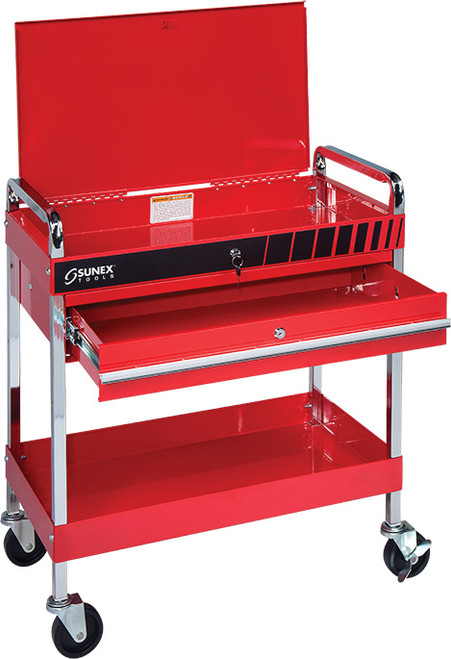 PG217 - SERVICE CART WITH LOCKING TOP DRAWER, RED