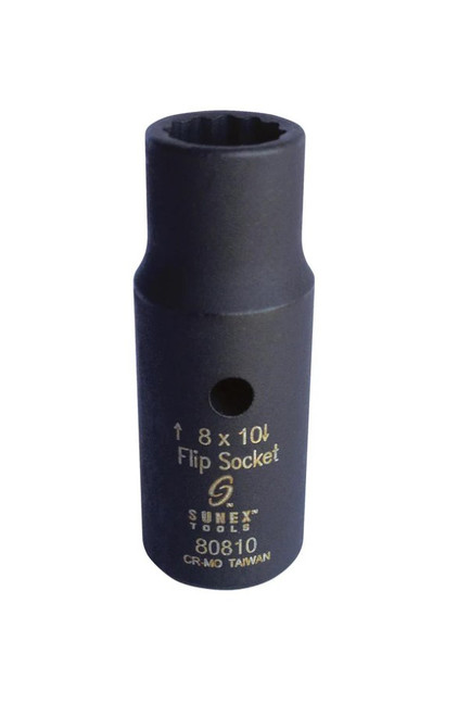 1/4" Dr. 8 x 10mm 12pt Semi-Deep Flip Socket