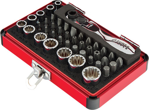 PG177 - 44-PC SOCKET & BIT SET W/ 1/4" DR. MINI DUAL FLEX HEAD RATCHET